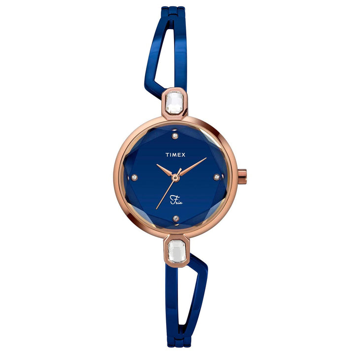 Timex Fria Women's Blue Dial Round Case 3 Hands Function Watch -TWEL15102