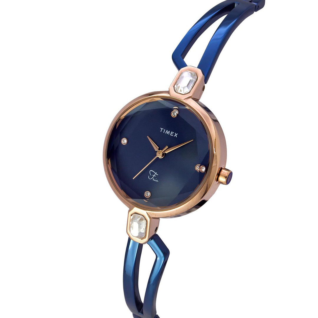 Timex Fria Women's Blue Dial Round Case 3 Hands Function Watch -TWEL15102