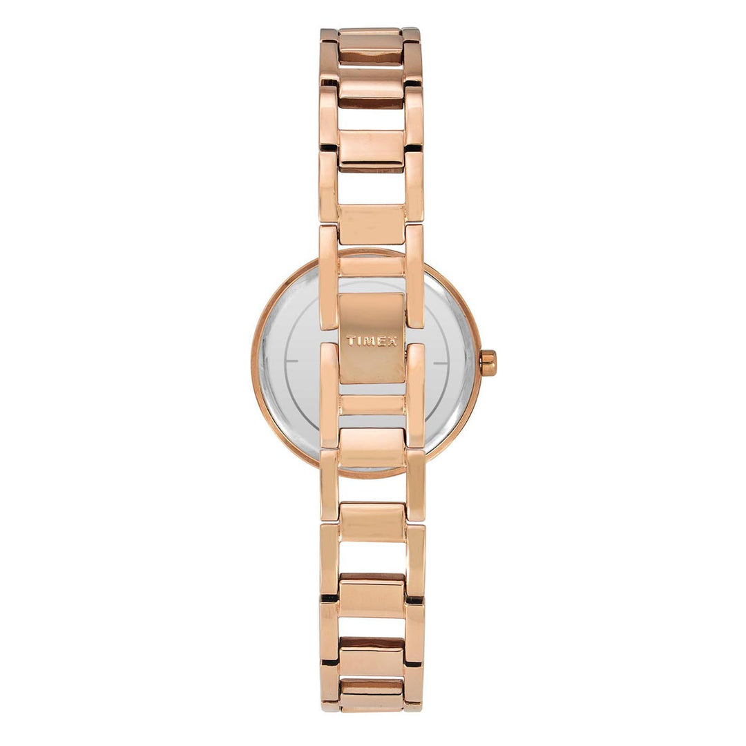 Timex Fria Women's Rose Gold Dial Round Case 3 Hands Function Watch -TWEL15300
