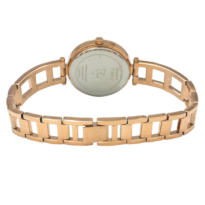 Timex Fria Women's Rose Gold Dial Round Case 3 Hands Function Watch -TWEL15300