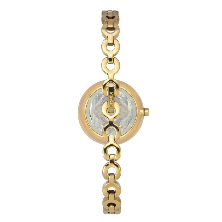 Timex Fria Women's Mother Of Pearl Dial Round Case 3 Hands Function Watch -TWEL15401