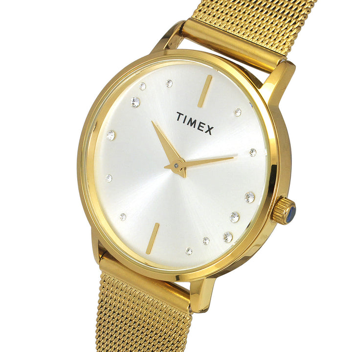 Timex Fashion Women's Warm Silver Dial Round Case 2 Hands Function Watch -TWEL15601
