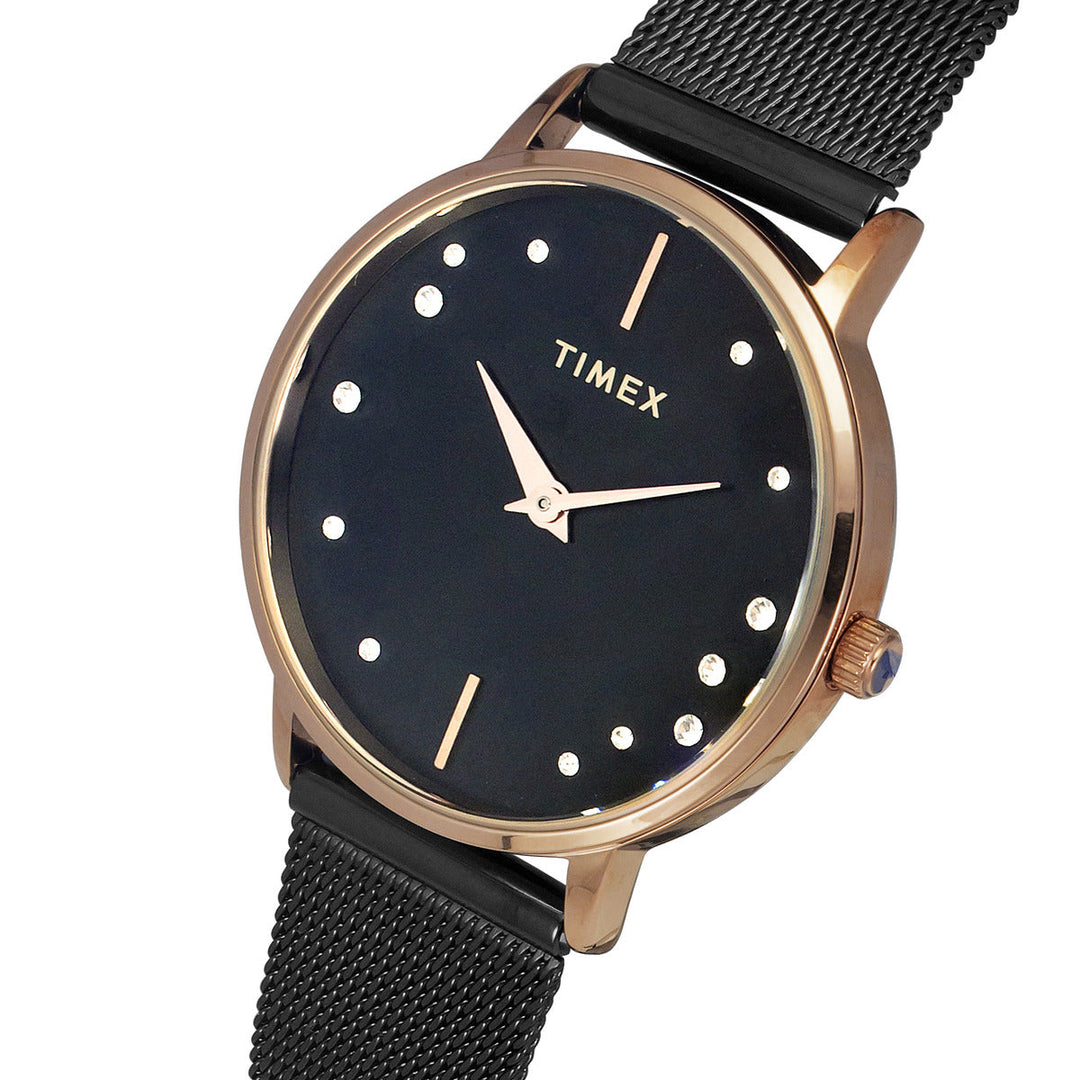 Timex Fashion Women's Black Dial Round Case 2 Hands Function Watch -TWEL15603
