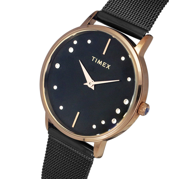 Timex Fashion Women's Black Dial Round Case 2 Hands Function Watch -TWEL15603