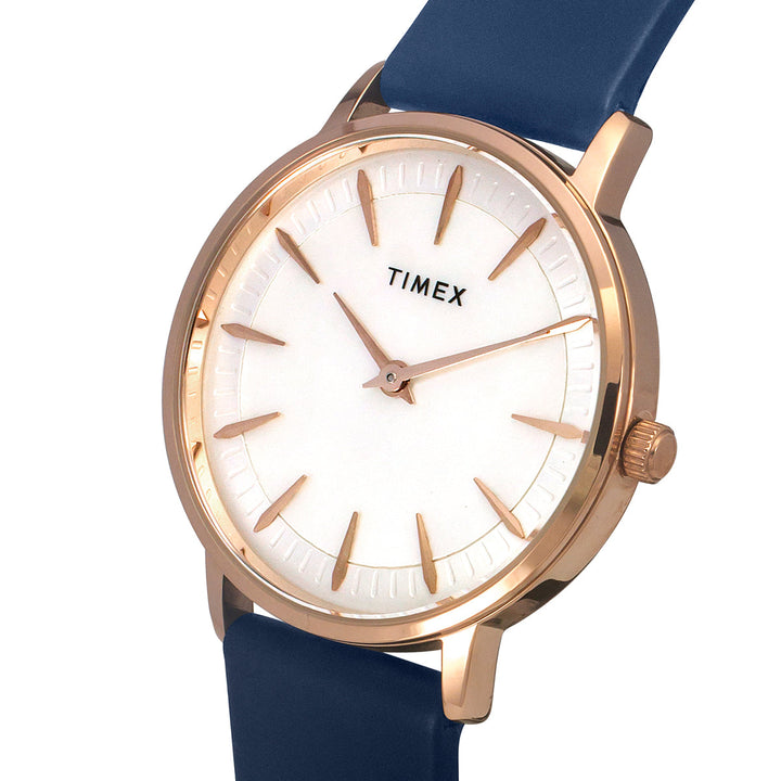 Timex Fashion Women's Mother Of Pearl Dial Round Case 2 Hands Function Watch -TWEL15605