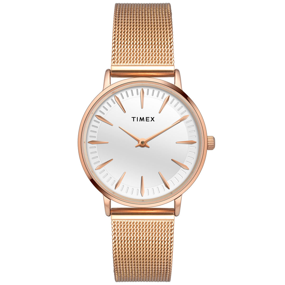 Timex Fashion Women's White Dial Round Case Hands Function Watch -TWEL15606