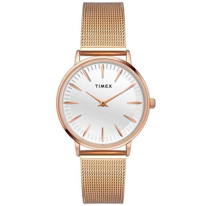 Timex Fashion Women's White Dial Round Case 2 Hands Function Watch -TWEL15606