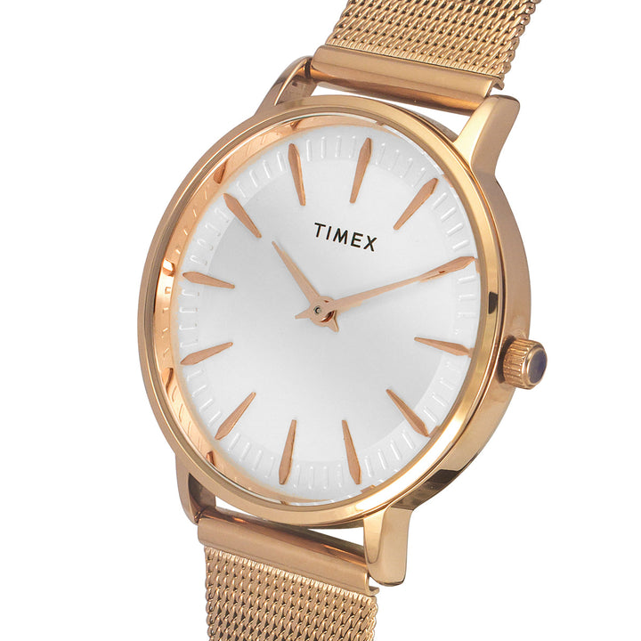 Timex Fashion Women's White Dial Round Case 2 Hands Function Watch -TWEL15606