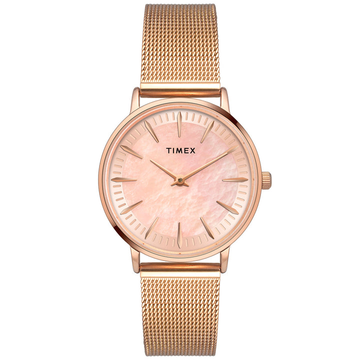 Timex Fashion Women's Mother Of Pearl Dial Round Case 2 Hands Function Watch -TWEL15607