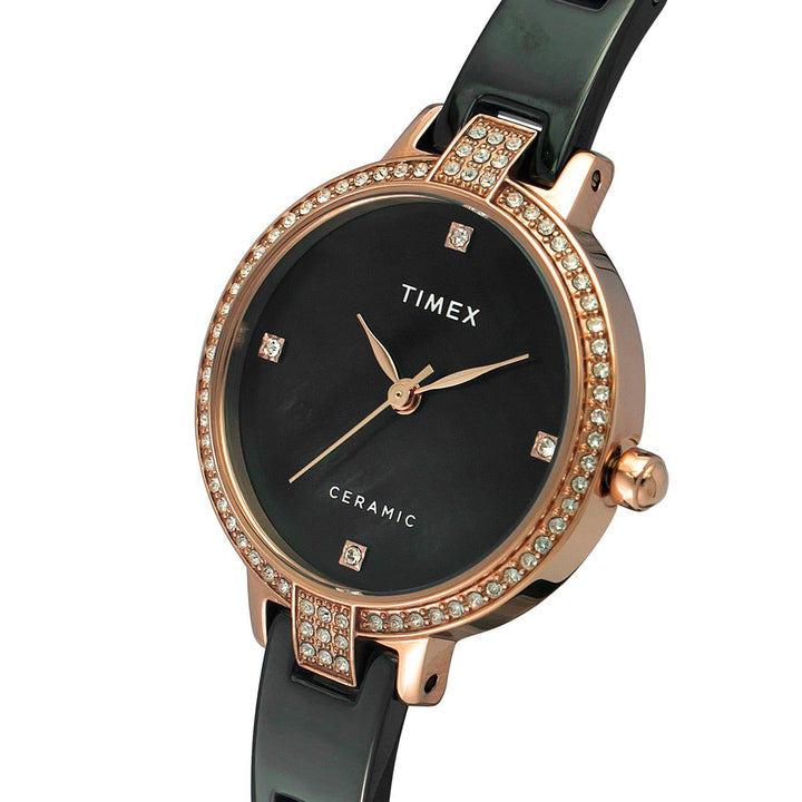 Timex Fashion Women's Mother Of Pearl Dial Round Case 3 Hands Function Watch -TWEL15703
