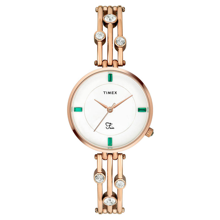 Timex Fria Women's Silver Dial Round Case 3 Hands Function Watch -TWEL16000