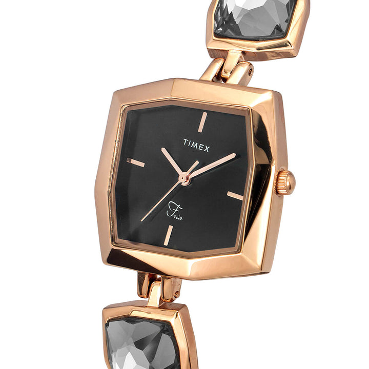 Timex Fria Women's Black Dial Square Case 3 Hands Function Watch -TWEL16100