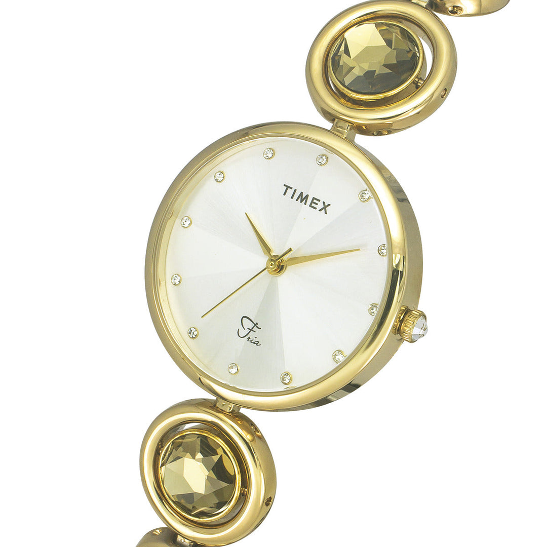 Timex Fria Women's Silver Dial Round Case 3 Hands Function Watch -TWEL16400