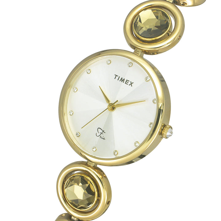Timex Fria Women's Silver Dial Round Case 3 Hands Function Watch -TWEL16400