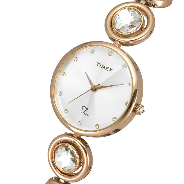 Timex Fria Women's Silver Dial Round Case 3 Hands Function Watch -TWEL16403