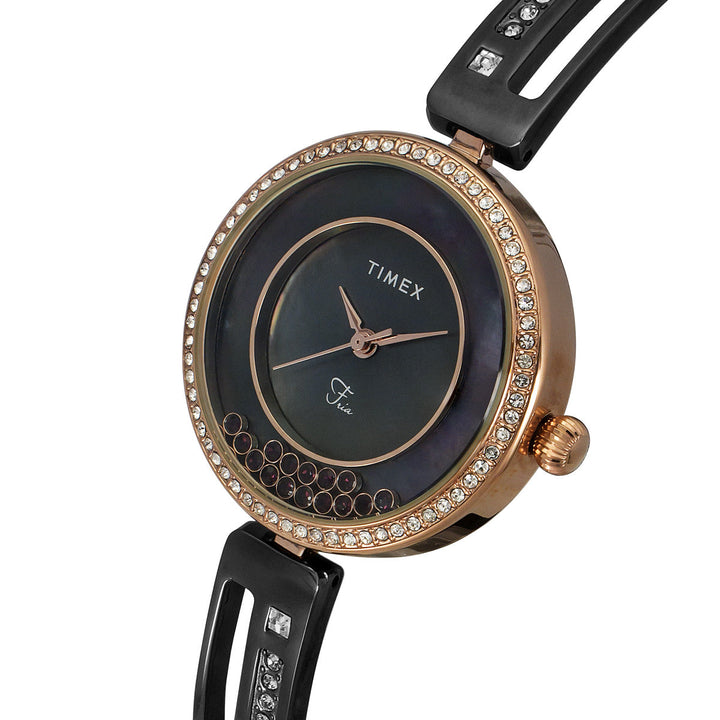 Timex Fria Women's Mother Of Pearl Dial Round Case 3 Hands Function Watch -TWEL16500