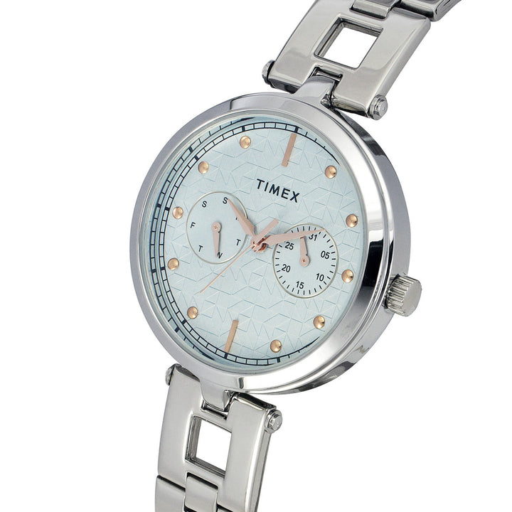 Timex Fashion Women's Blue Dial Round Case Day Date Function Watch -TWEL16600