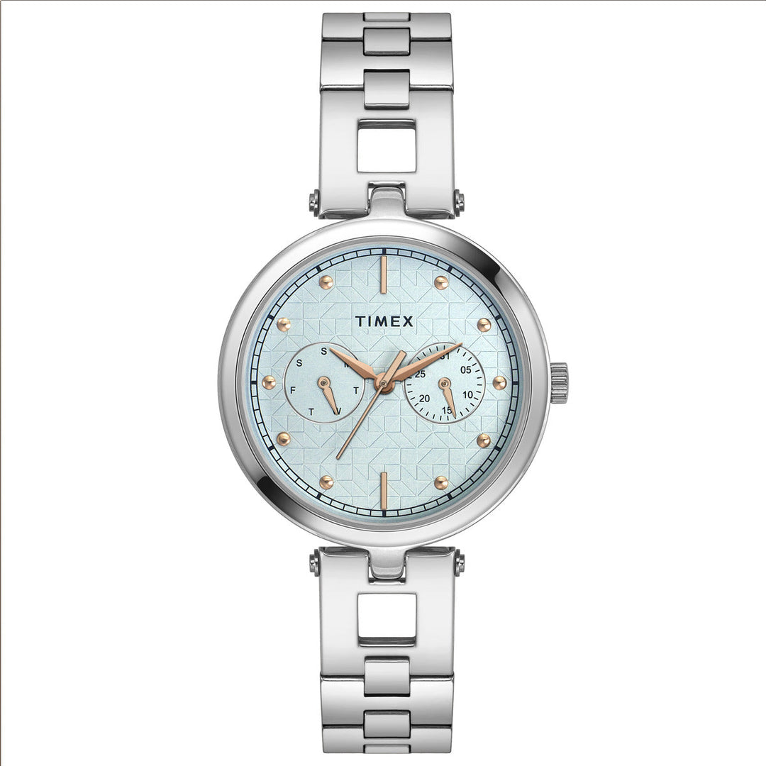 Timex Fashion Women's Blue Dial Round Case Day Date Function Watch -TWEL16600