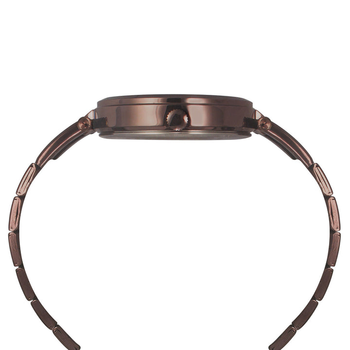 Timex Fashion Women's Brown Dial Round Case Day Date Function Watch -TWEL16603
