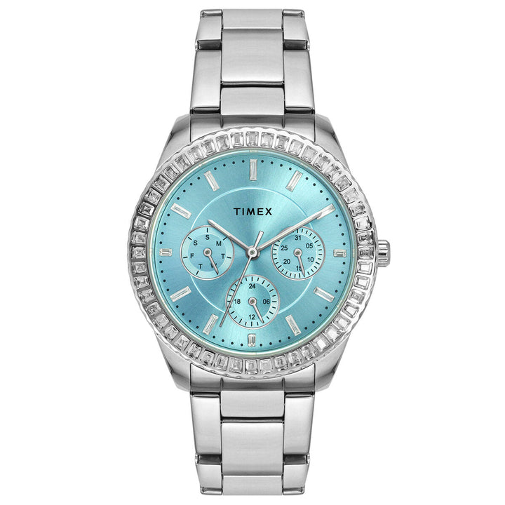 Timex E-Class Premium-Sport Collection Multifunction Women Analog Blue Dial Coloured Quartz Watch, Round Dial With 36 Mm Case Width - TWEL16800