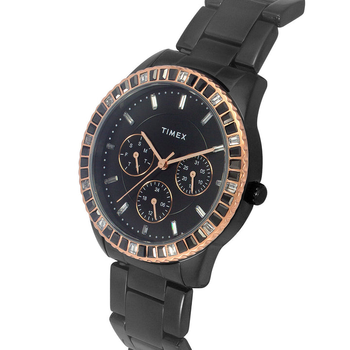 Timex E-Class Premium-Sport Collection Multifunction Women Analog Black Dial Coloured Quartz Watch, Round Dial With 36 Mm Case Width - TWEL16803