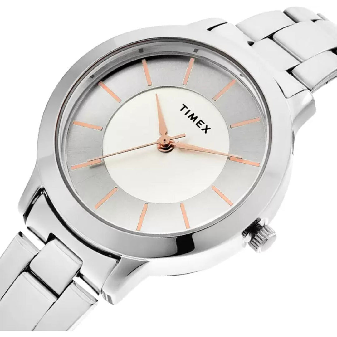Timex Fashion Women's Silver Dial Round Case 3 Hands Function Watch -TWEL99SMU01