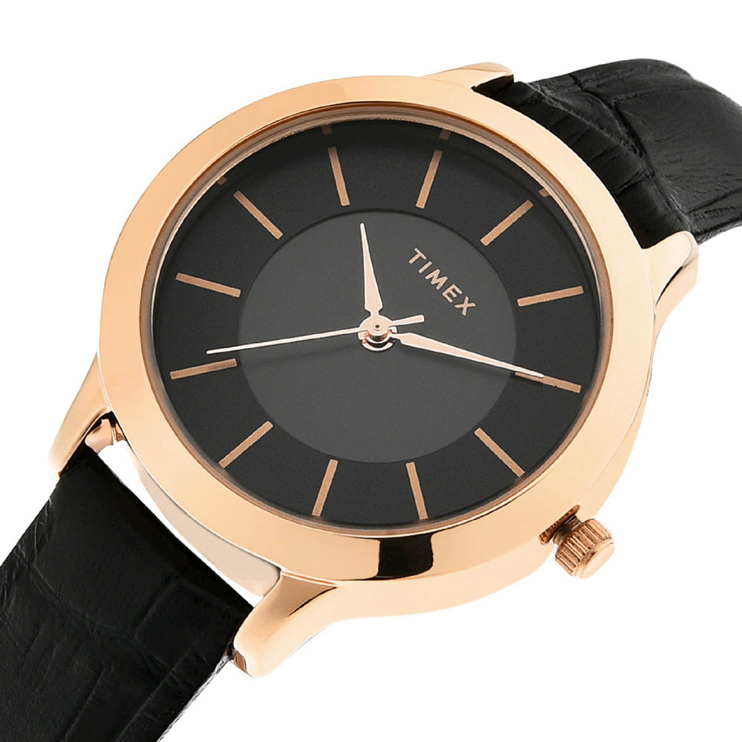Timex Fashion Women's Black Dial Round Case 3 Hands Function Watch -TWEL99SMU06