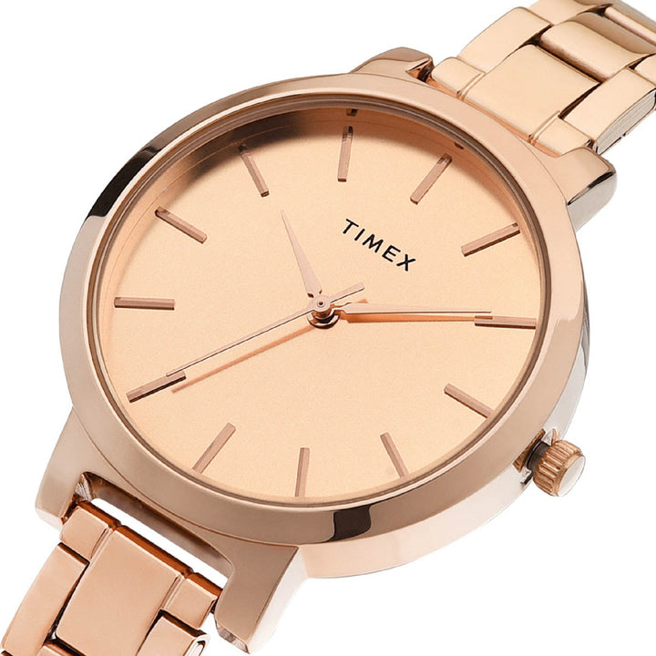 Timex Fashion Women's Rose Gold Dial Round Case 3 Hands Function Watch -TWHL41SMU05