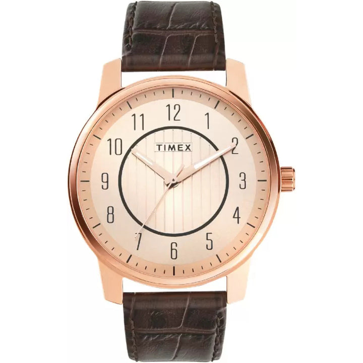 Timex Fashion Men's Rose Gold Dial Round Case 3 Hands Function Watch -TWNTG07SMU03