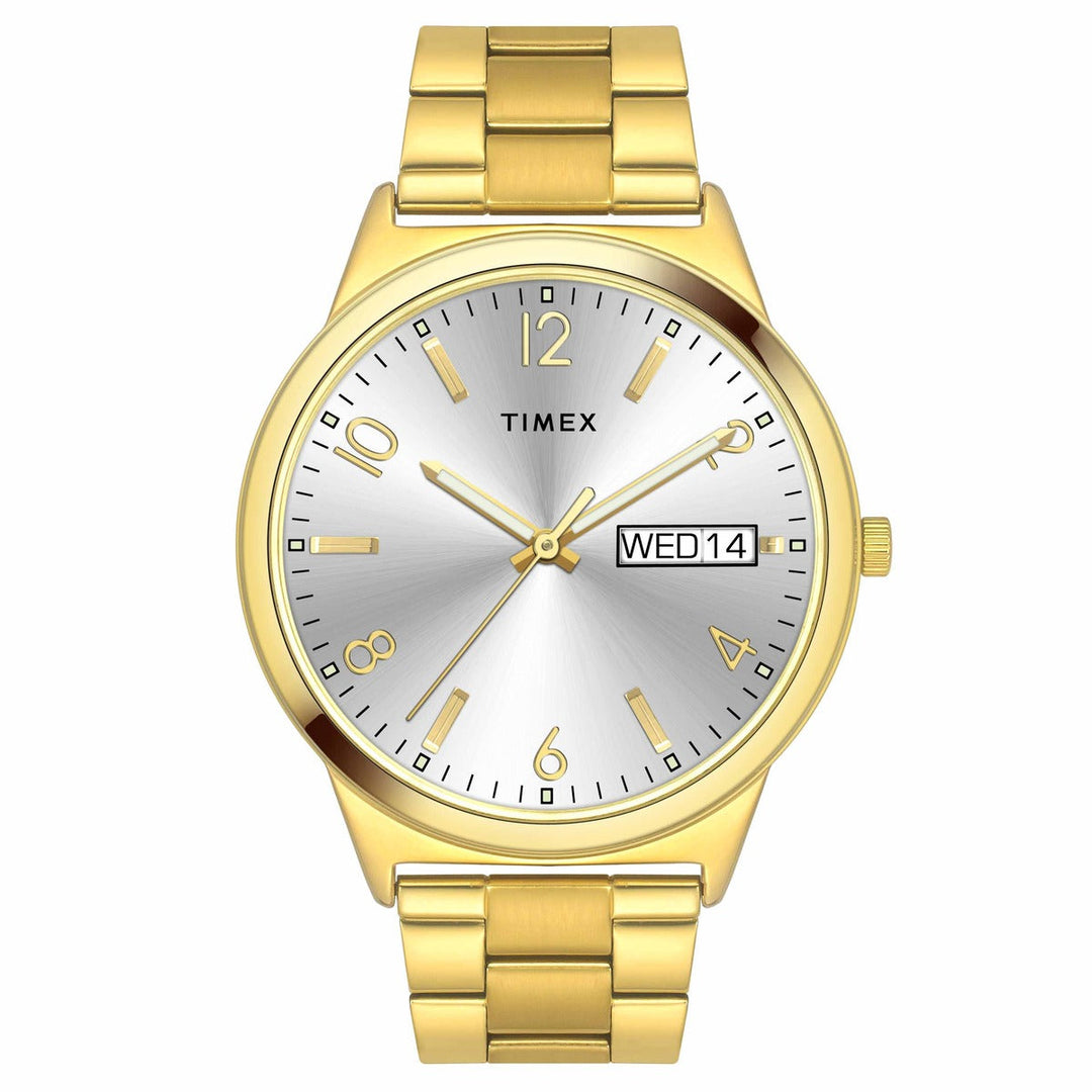 Timex Classics Collection Premium Quality Men's Analog Silver Dial Coloured Quartz Watch, Round Dial With 41mm Case Width - TWTG10004