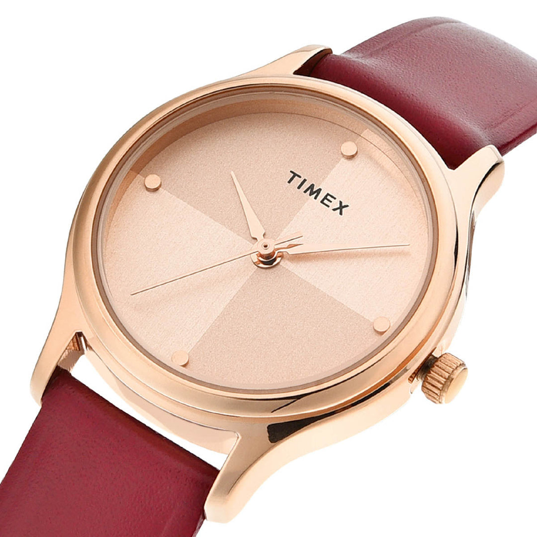 Timex Fashion Women's Rose Gold Dial Round Case 3 Hands Function Watch -TWTL87SMU02