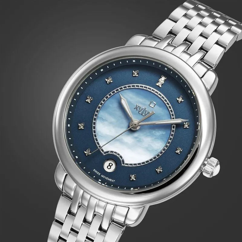 Xylys Quartz Analog Blue Dial Silver Stainless Steel Strap Women&