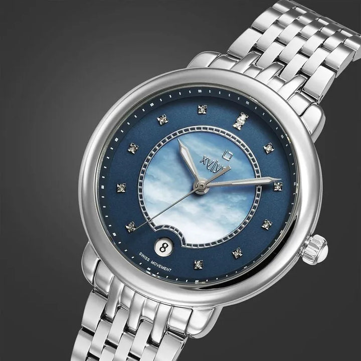 Xylys Quartz Analog Blue Dial Silver Stainless Steel Strap Women&