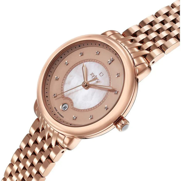 Xylys Quartz Analog Pink Dial Rose Gold Stainless Steel Strap Women&