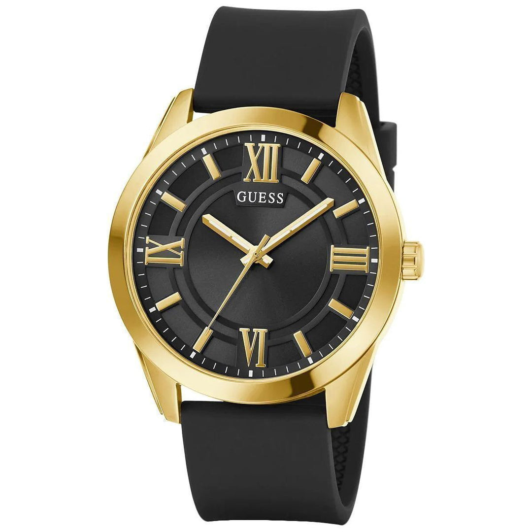 GUESS Mens Black Gold Tone Analog Watch GW0894G2