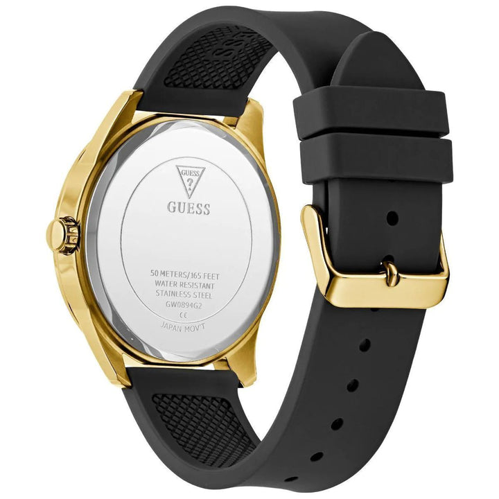GUESS Mens Black Gold Tone Analog Watch GW0894G2