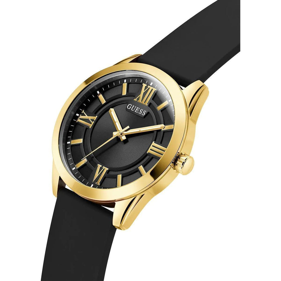 GUESS Mens Black Gold Tone Analog Watch GW0894G2