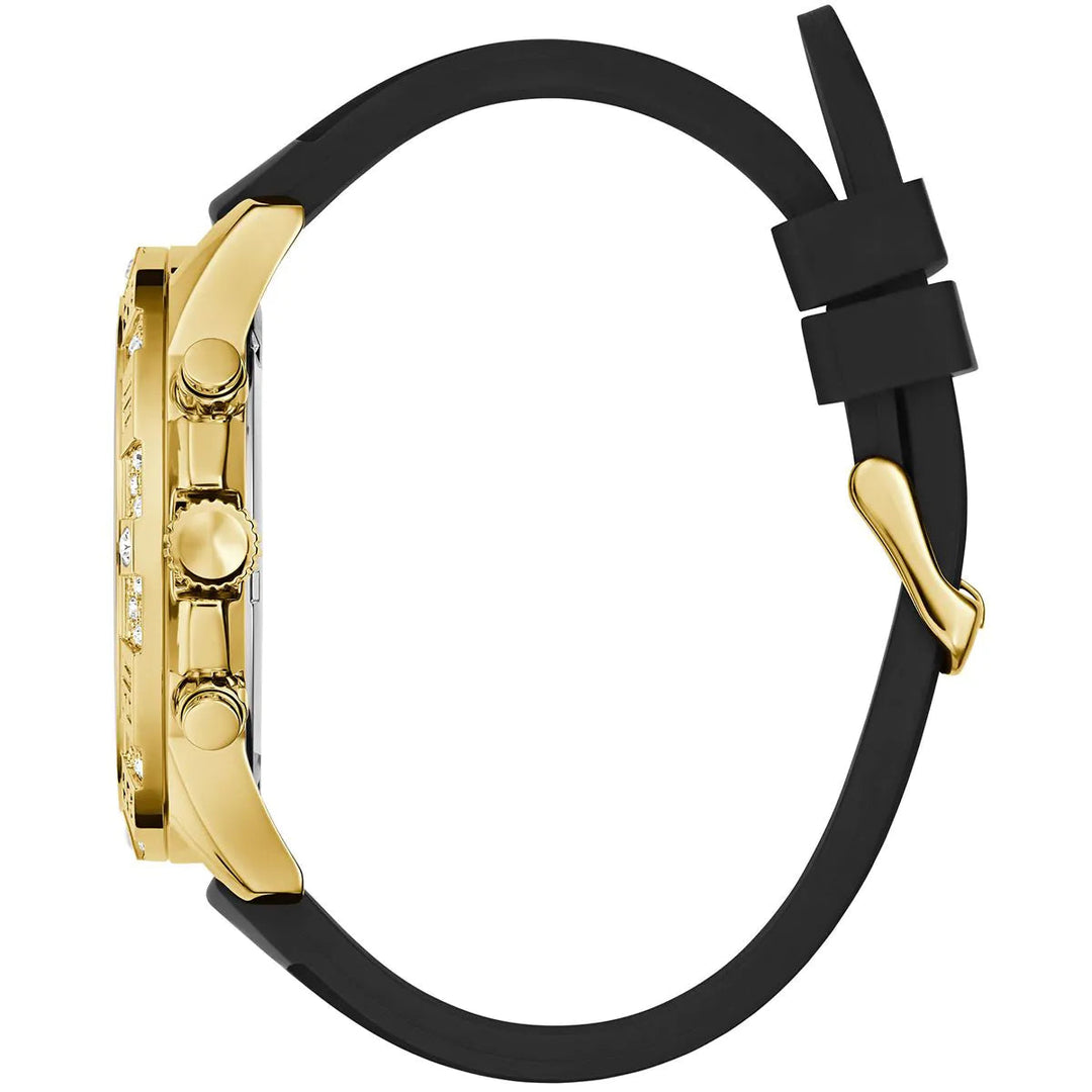 GUESS Mens Black Gold Tone Multi-function Watch GW0909G2