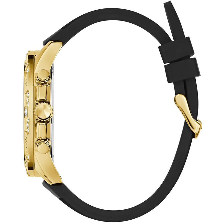 GUESS Mens Black Gold Tone Multi-function Watch GW0909G2