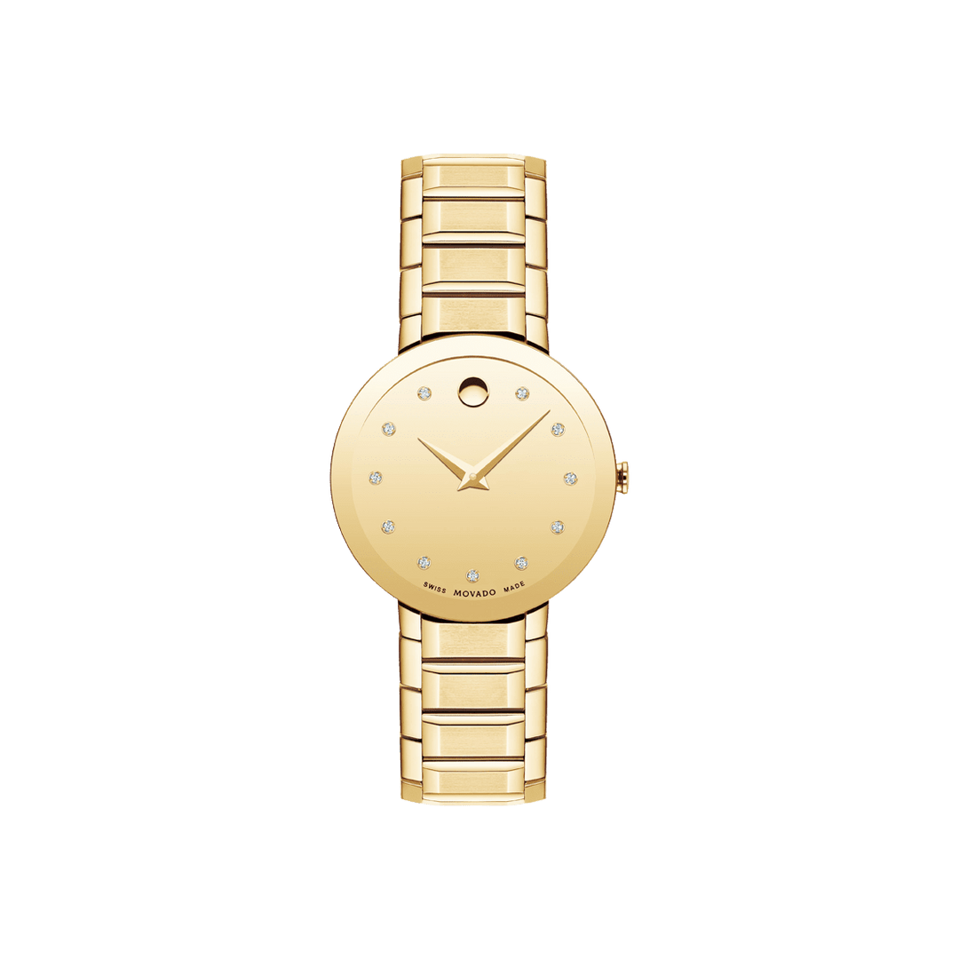 Ashford Movado 0606695 Movado Sapphire Movado Gold Leather Strap