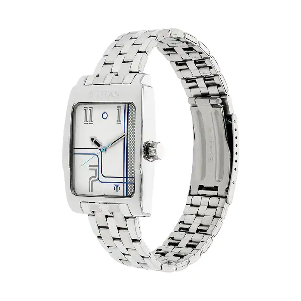 TITAN White Dial Silver Stainless Steel Strap Watch 1591SM02 The