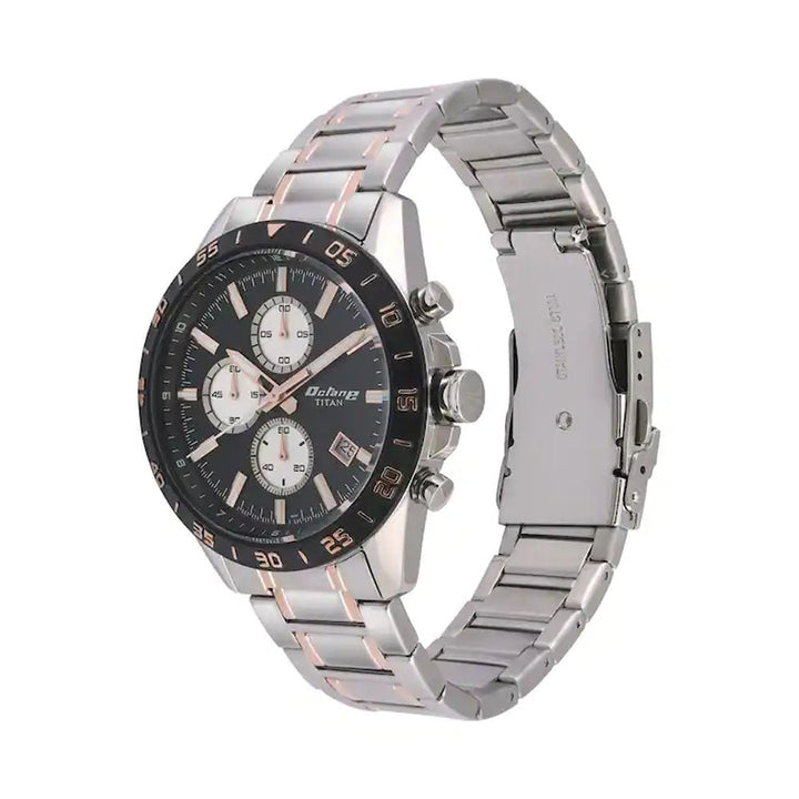 TITAN Octane Black Dial Stainless Steel Strap Watch 90106KM02