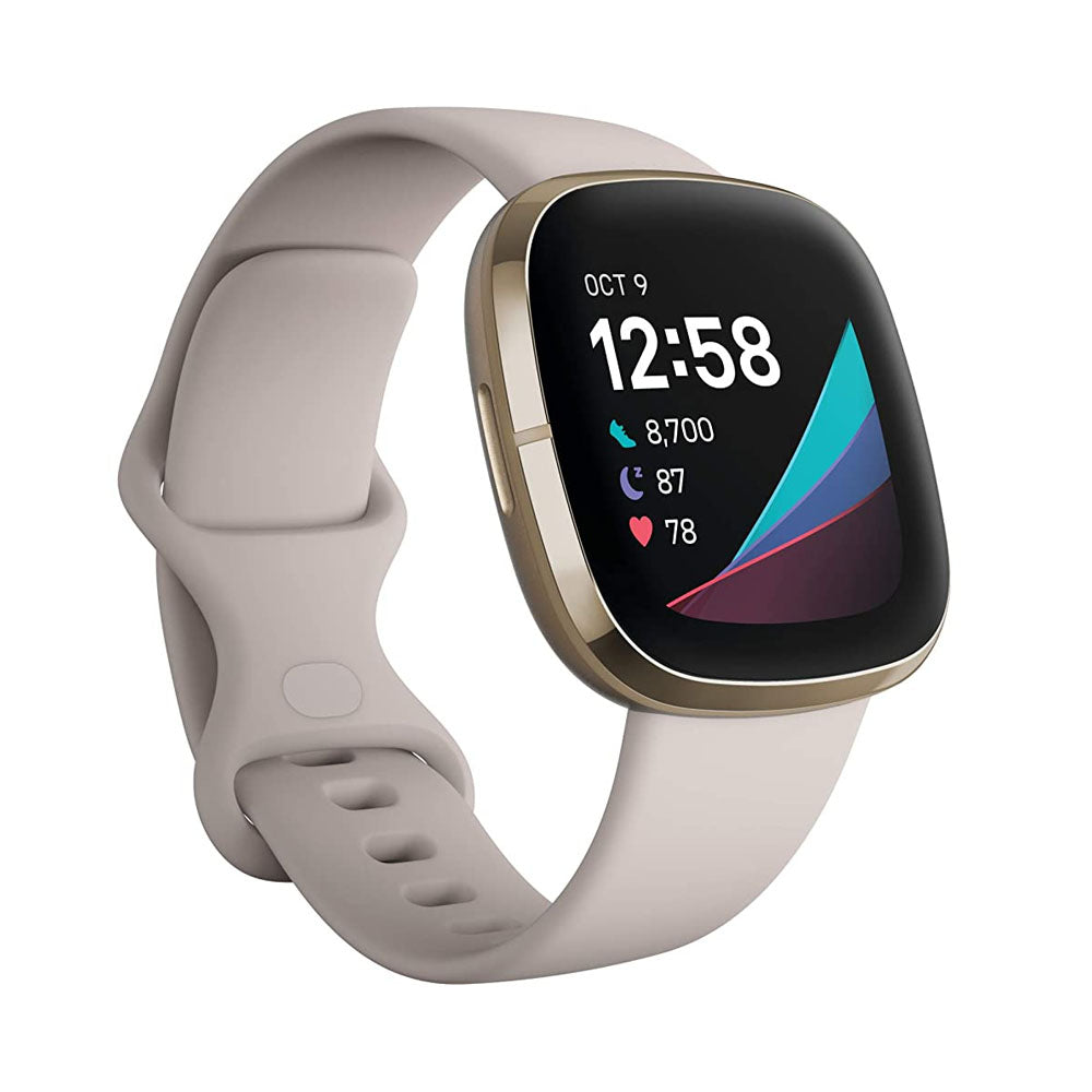 Fitbit Sense Smart Watch with 6+ Day Battery Life, Lunar White/Soft Gold