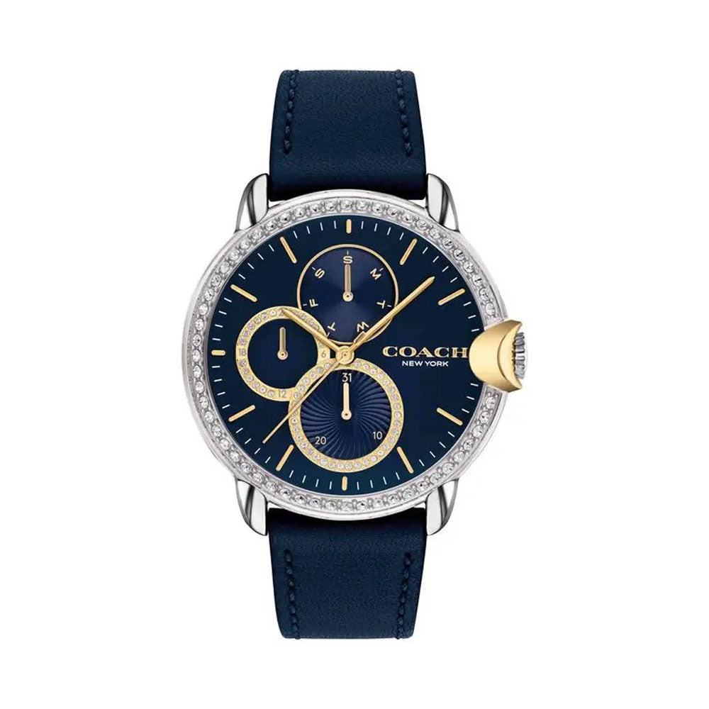 Coach Women's 38 mm Arden Navy Dial Stainless Steel Multi-Function Watch - CO14503734W