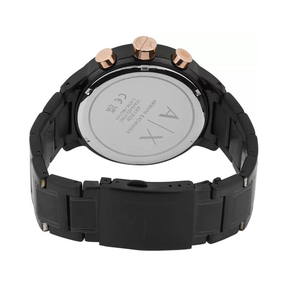 Armani Exchange Atlc Chronograph Black Dial Black Ion-Plated Mens Watch AX1350