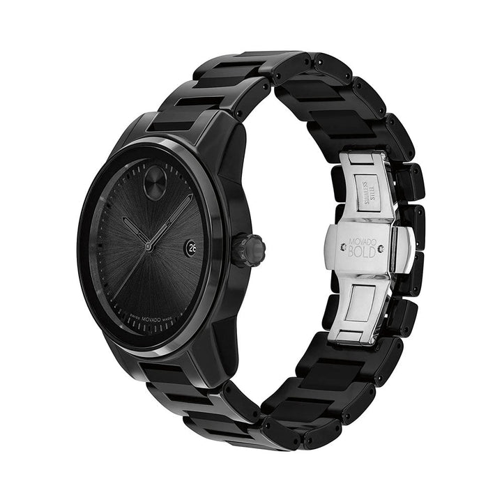Movado BOLD Verso Black Ceramic & IP Grey Stainless Steel Bracelet Watch, 42mm - 3600863
