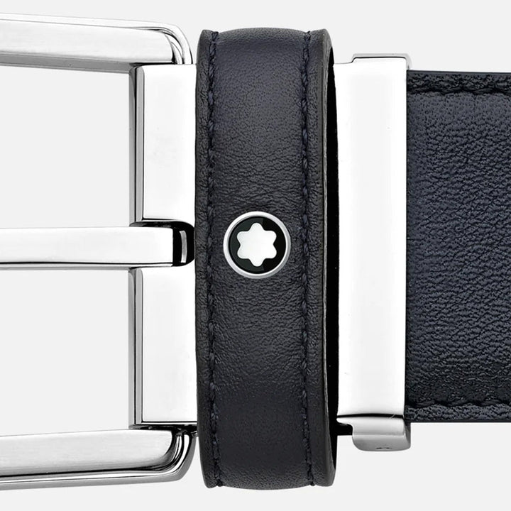 Mont Blanc 123888 Horseshoe Buckle Blue 35 Mm Leather Belt