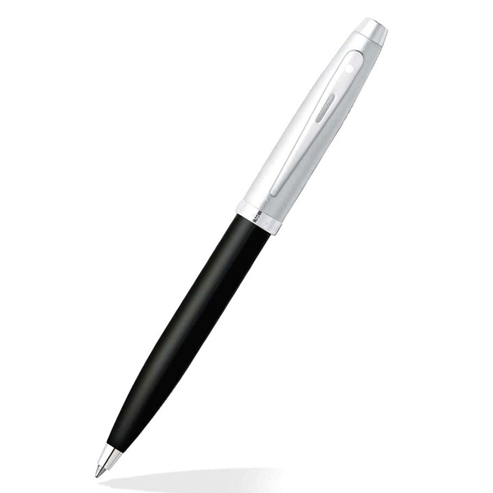 SHEAFFER 9313 Gift 100 Ballpoint Pen - Black Barrel Brushed Chrome Cap with Nickel Plated Trim