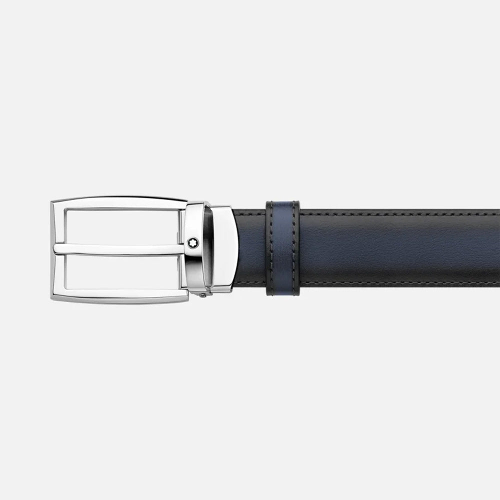 Mont Blanc 123899 Black/blue 30 mm reversible leather belt