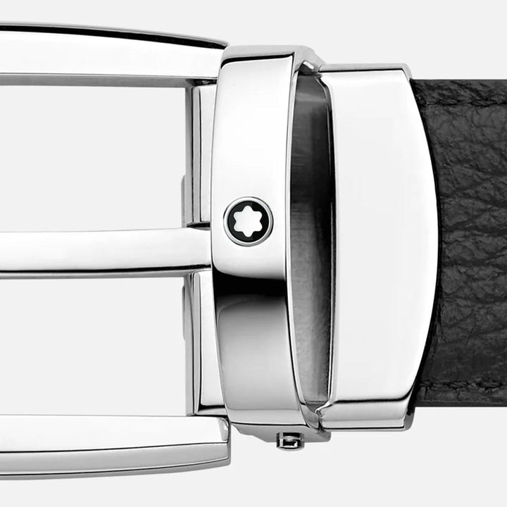 Mont Blanc 123899 Black/Blue 30 Mm Reversible Leather Belt